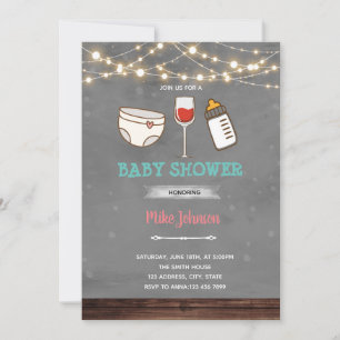 Wine baby shower birthday invitation