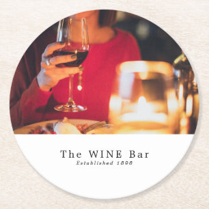 Wine Bar Scene, Wine Bar/Winery Round Paper Coaster