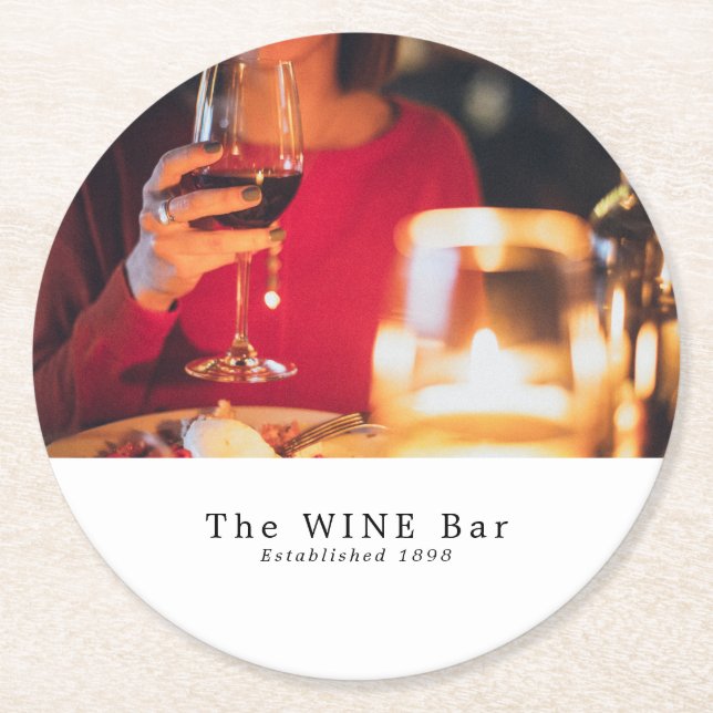 Wine Bar Scene, Wine Bar/Winery Round Paper Coaster (Front)