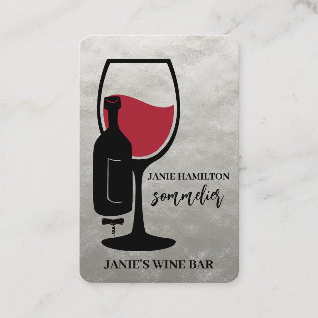 Wine Bar Sommelier Designer Business Card (Front)