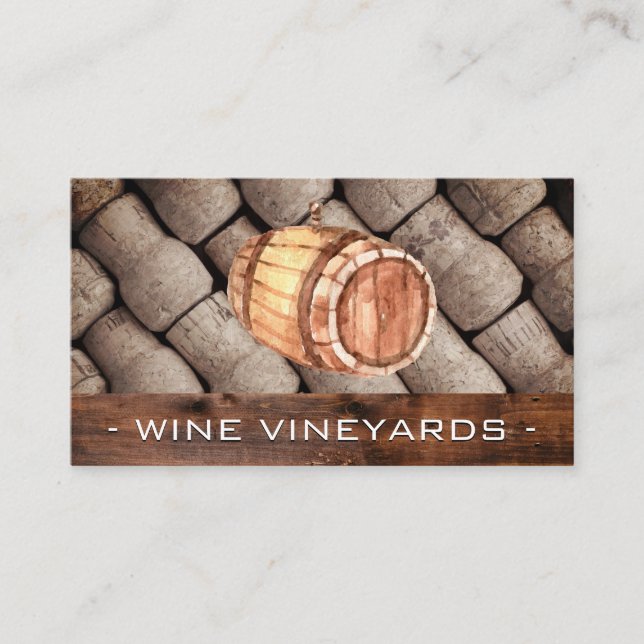 Wine Barrel and Corks Business Card (Front)
