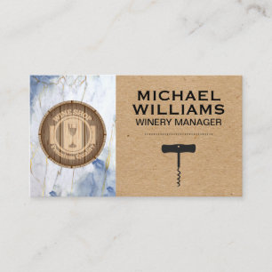 Wine Barrel and Corkscrew Business Card