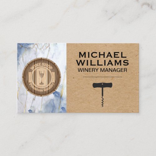 Wine Barrel and Corkscrew  Business Card