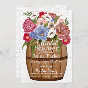 Wine Barrel Bouquet Bridal Shower Invitation