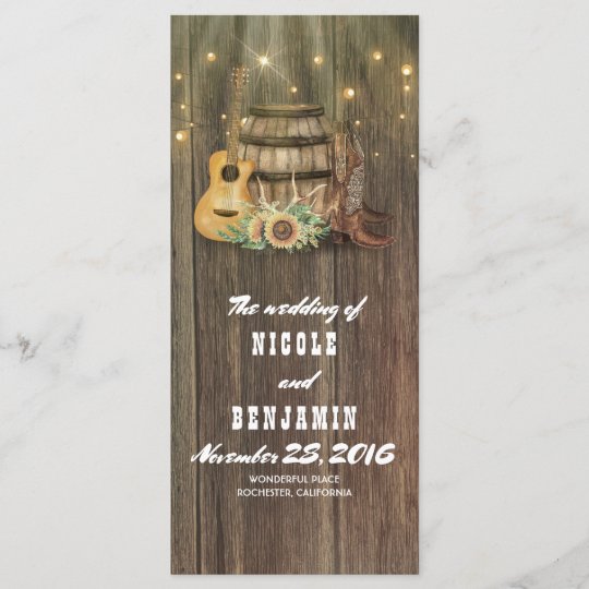 Wine Barrel Cowboy Boots Country Wedding Programs Zazzle Com