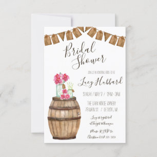 Wine Barrel Floral, Mason Jar Bridal Shower Invitation