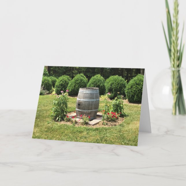 Wine Barrel Garden Decor, Chateau Morrisette, VA Card (Front)