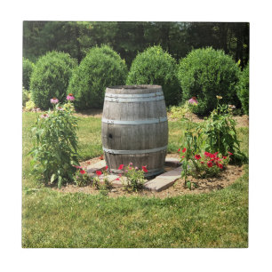 Wine Barrel Garden Decor, Chateau Morrisette, VA Ceramic Tile