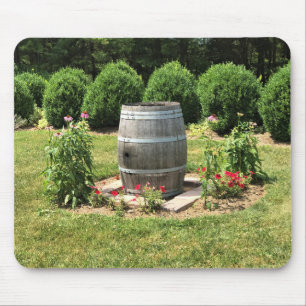 Wine Barrel Garden Decor, Chateau Morrisette, VA Mouse Pad