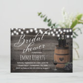 Wine Barrel Rustic String Light Barn Bridal Shower Invitation (Standing Front)