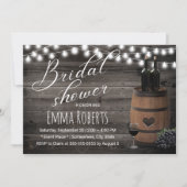 Wine Barrel Rustic String Light Barn Bridal Shower Invitation (Front)