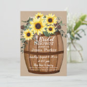 Wine Barrel Sunflower Bouquet Bridal Shower Invitation (Standing Front)