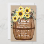 Wine Barrel Sunflower Bouquet Bridal Shower Invitation (Front)