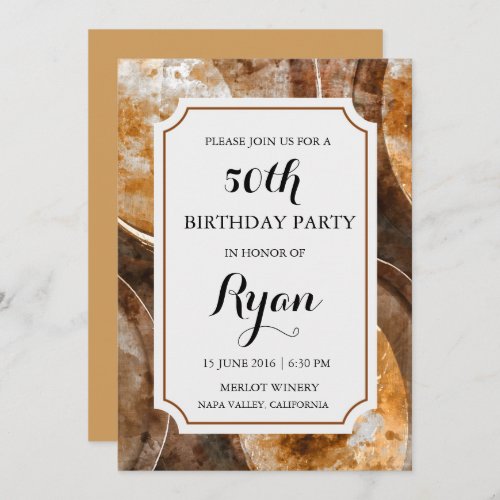 Wine Barrel Watercolor Birthday Invitation