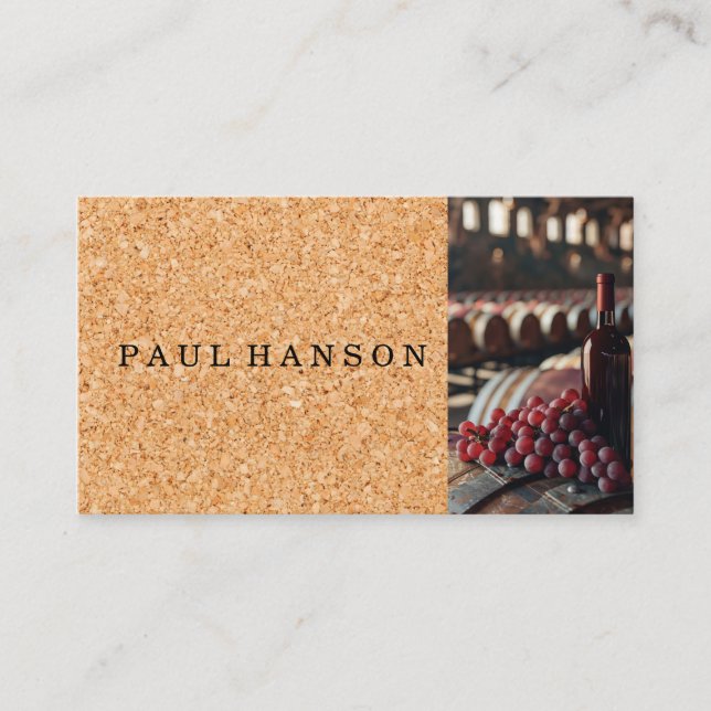 Wine Barrels | Grapes | Bottle | Cork  Business Card (Front)