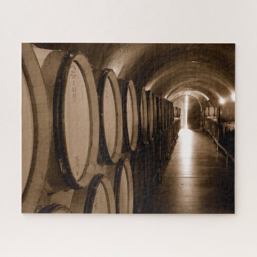 Wine Barrels in Cellar in Willamette Valley Oregon Jigsaw Puzzle