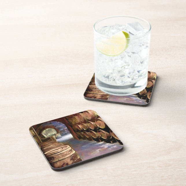 Wine Barrels in the Wine Cellar Beverage Coaster (Right Side)