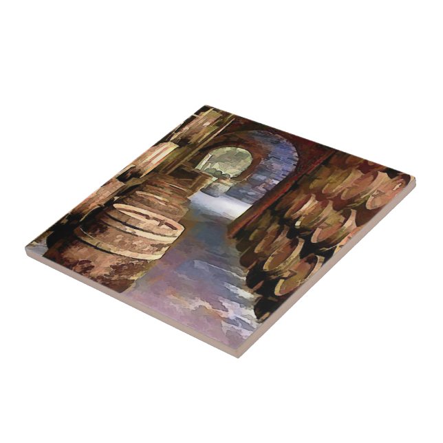 Wine Barrels in the Wine Cellar Tile (Side)