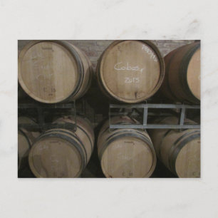 wine barrels postcard