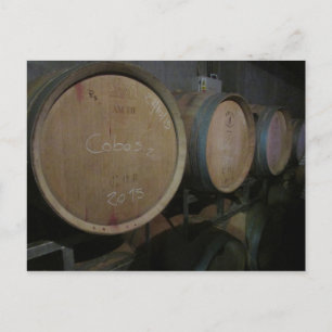 wine barrels red postcard