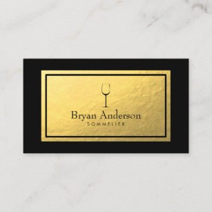 Wine Bartender Sommelier Faux Gold Foil Business Card