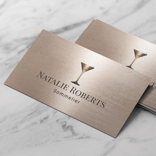 Wine Bartender Sommelier Luxury Gold Metallic Business Card