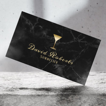 Wine Bartender Sommelier Modern Dark Marble Business Card by cardfactory at Zazzle
