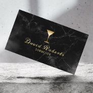 Wine Bartender Sommelier Modern Dark Marble Business Card at Zazzle