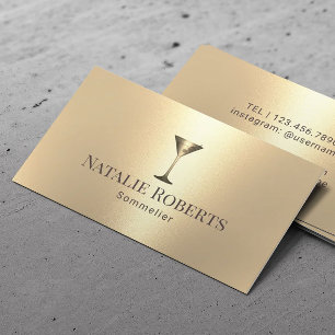Wine Bartender Sommelier Modern Gold Business Card