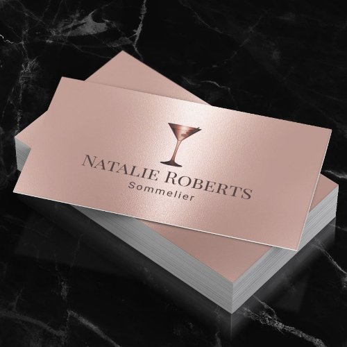 Wine Bartender Sommelier Modern Rose Gold Business Card