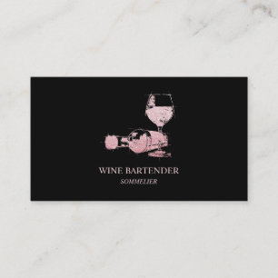 Wine Bartender Sommelier Rose Gold Business Card