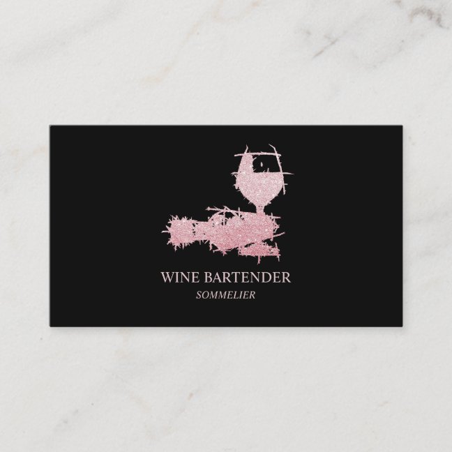 Wine Bartender Sommelier Rose Gold Business Card