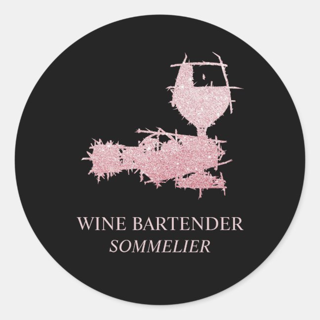 Wine Bartender Sommelier Waitress Rose Gold Classic Round Sticker