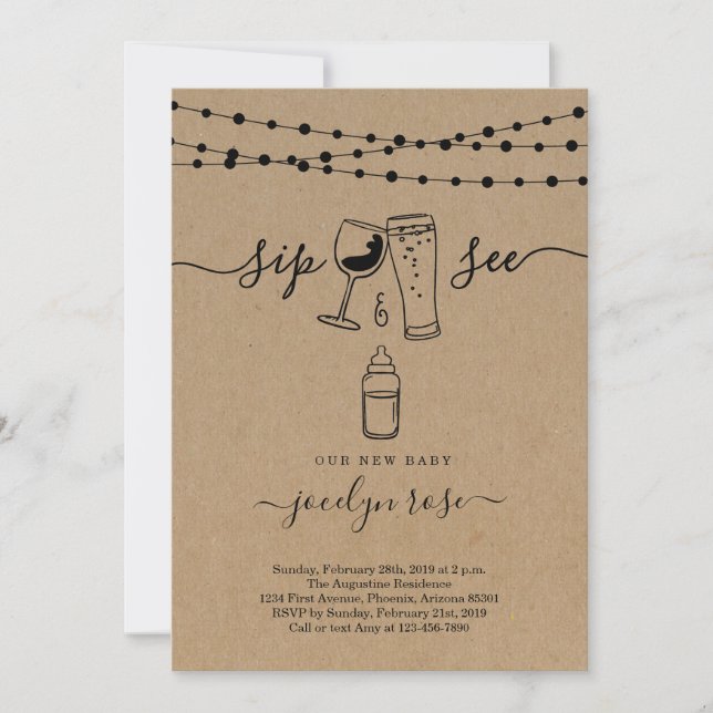 Wine & Beer Sip & See Invitation (Front)