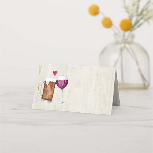 Wine  Beer Toast Folded Tent Style Place Card