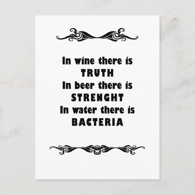 Wine Beer Water Postcard (Front)