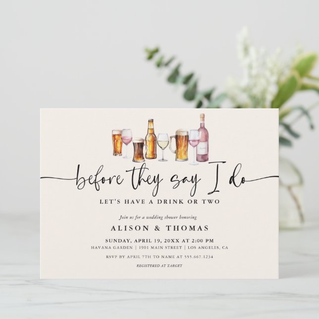 Wine & Beer Wedding Shower | Engagement Party Invitation (Standing Front)