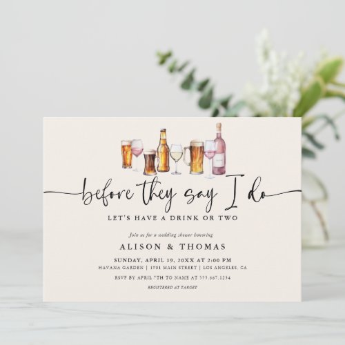 Wine  Beer Wedding Shower  Engagement Party Invitation