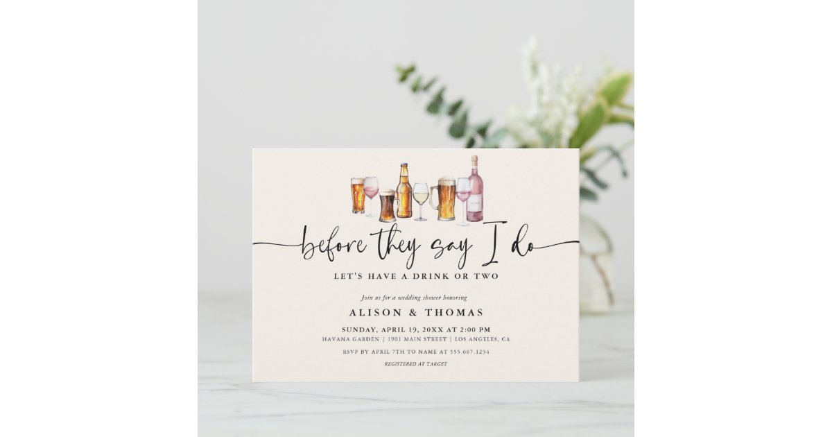 Wine & Beer Wedding Shower | Engagement Party Invitation | Zazzle