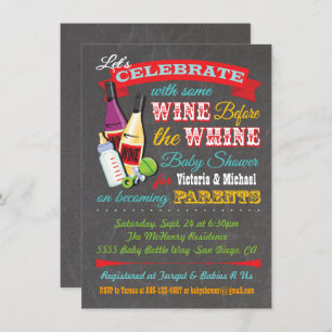 Wine before the Whine Baby Shower Invites