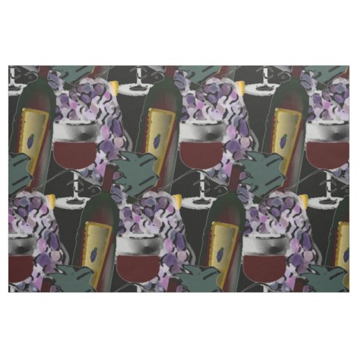 Wine Beverage and Grapes Fabric