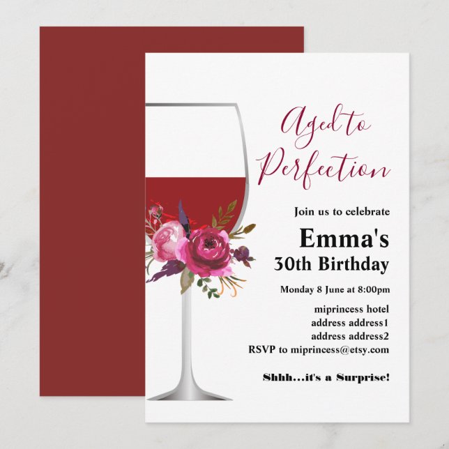 Wine birthday invitation, Aged to Perfection Invit Invitation (Front/Back)