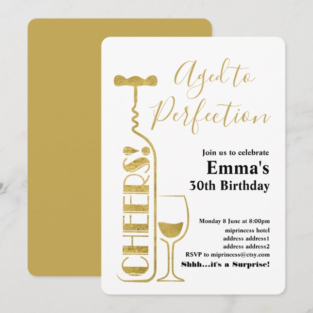 Wine birthday invitation, Aged to Perfection Invit Invitation (Front/Back)