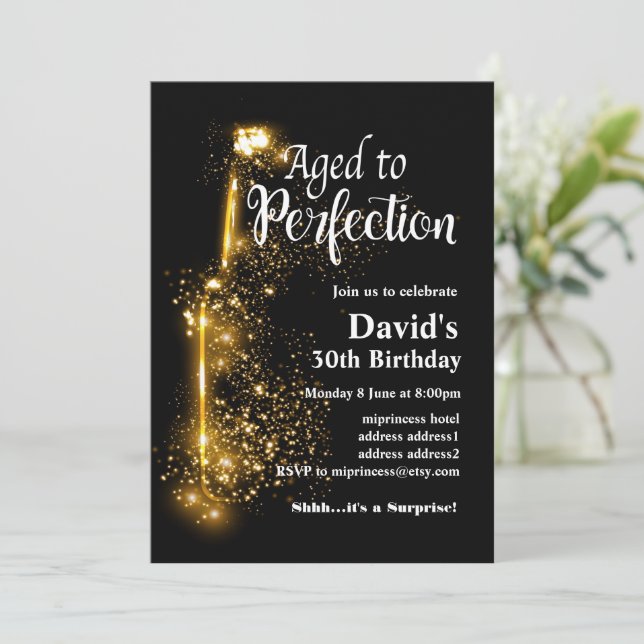 Wine birthday invitation, Aged to Perfection Invit Invitation (Standing Front)