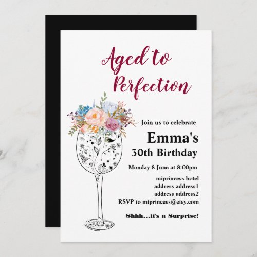 Wine birthday invitation Aged to Perfection Invitation