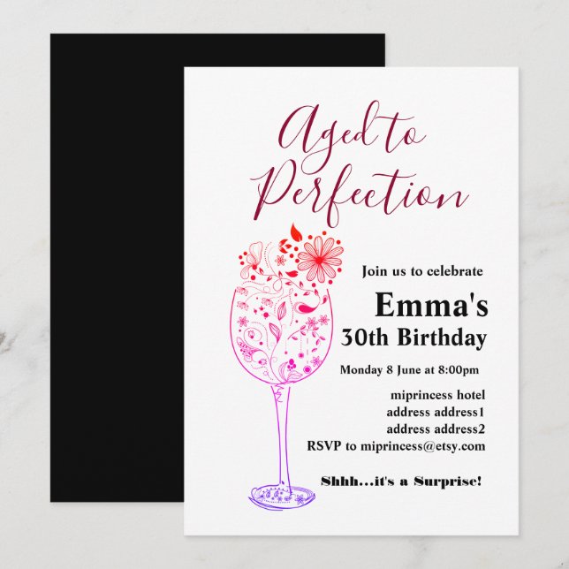 Wine birthday invitation, Aged to Perfection Invitation (Front/Back)