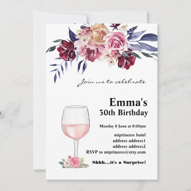 Wine birthday invitation, Aged to Perfection Invitation (Front)