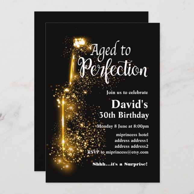 Wine birthday invitation, Aged to Perfection Invitation (Front/Back)