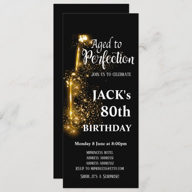Wine birthday invitation, Aged to Perfection Invitation (Front/Back)