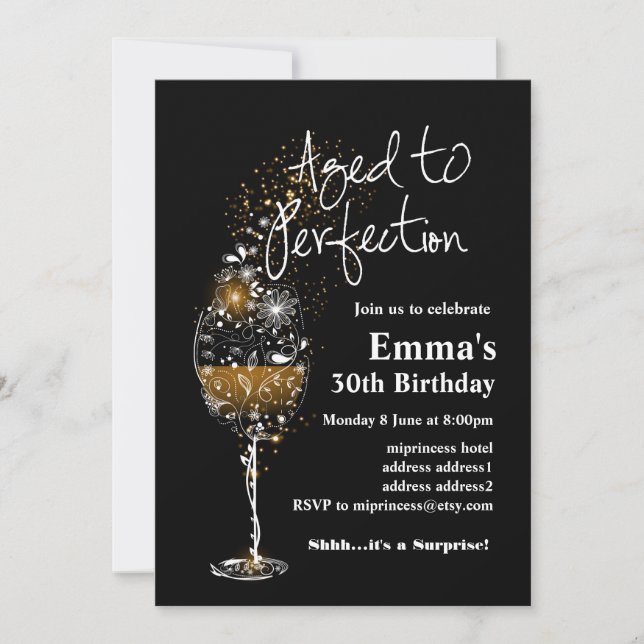 Wine birthday invitation, Aged to Perfection Invitation (Front)